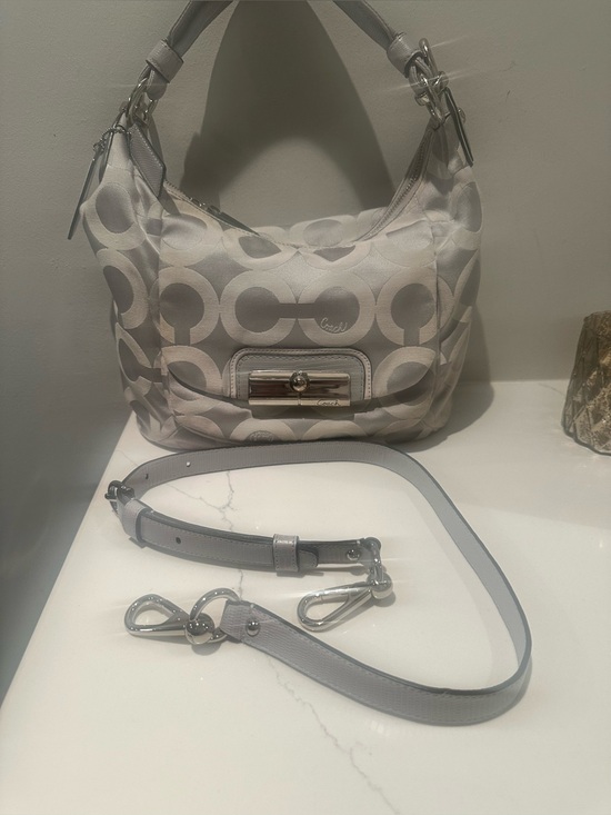 Coach Handbags - Coach Kristin Optic Light Grey Signature Hobo Bag with Removable Strap & 2 tags